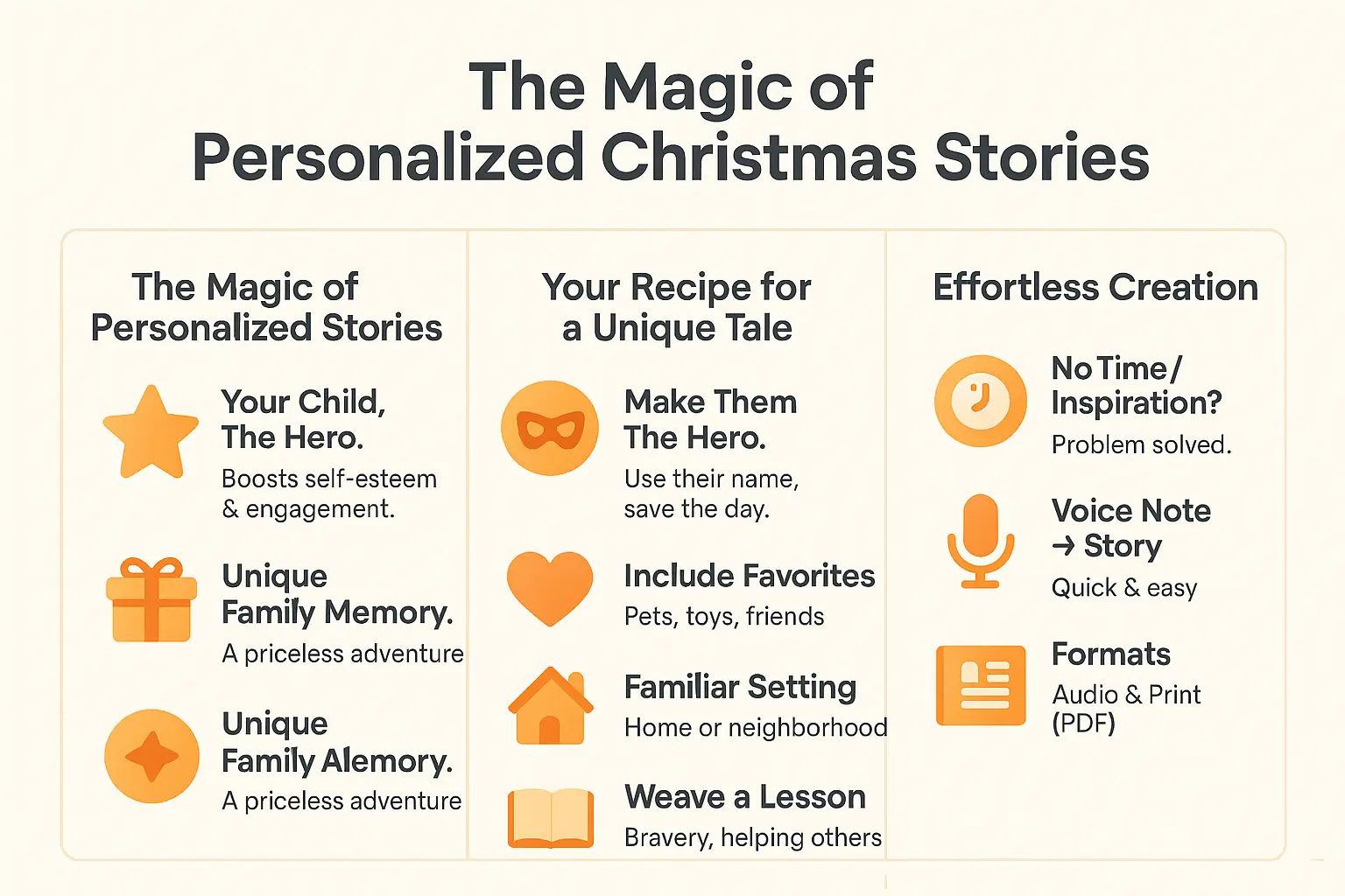 Educational visual about Personalized Christmas Story Illustration related to christmas stories for kids with professional design and engaging content for parents