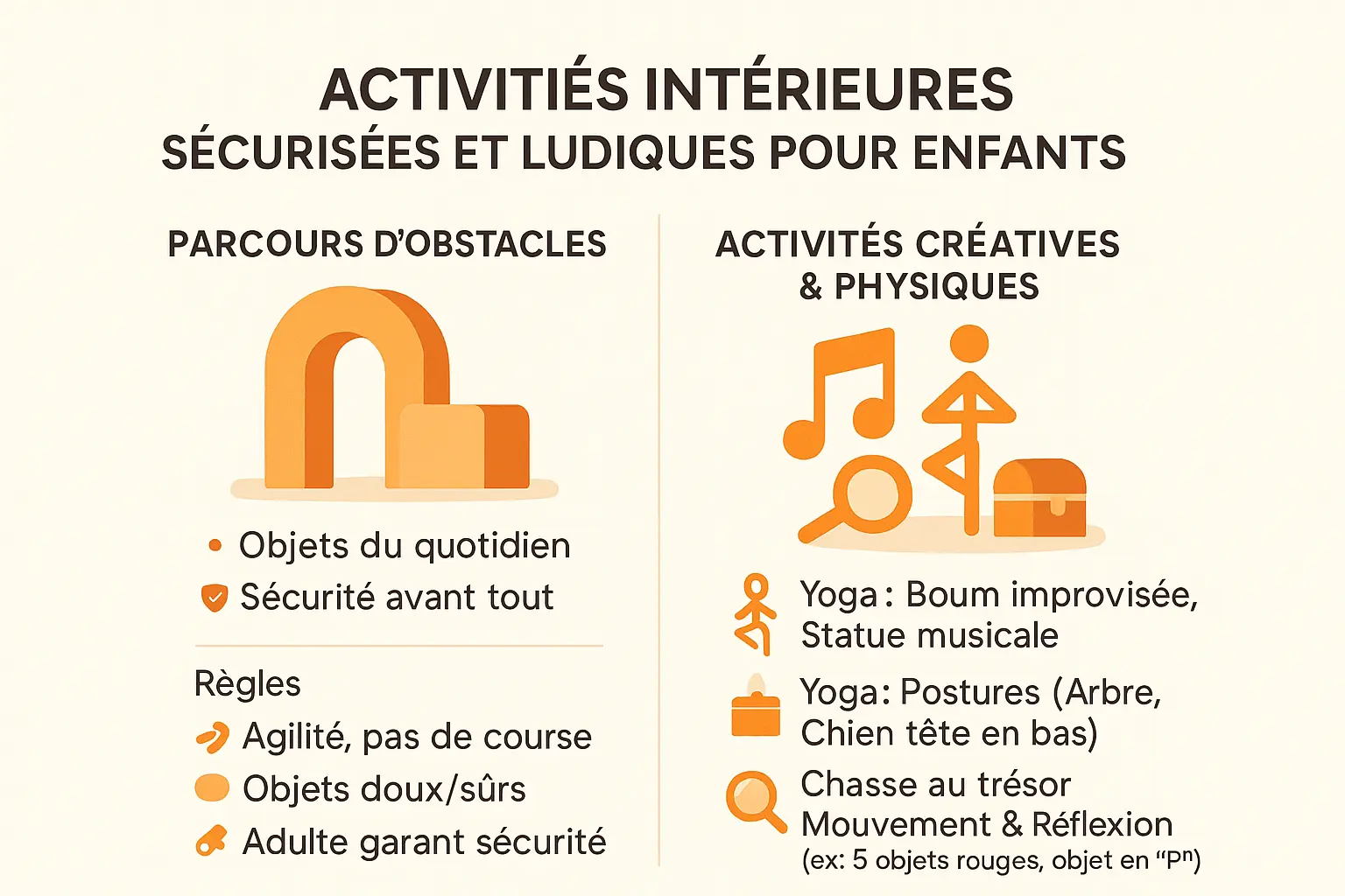 Illustration d'activités intérieures sécurisées et ludiques