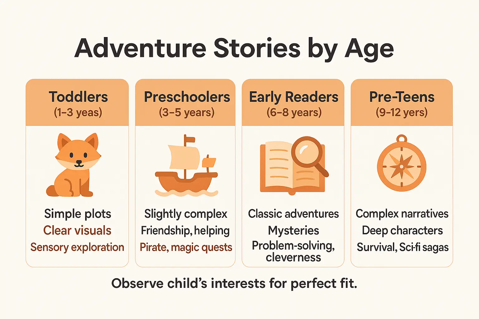Adventure stories by age illustration