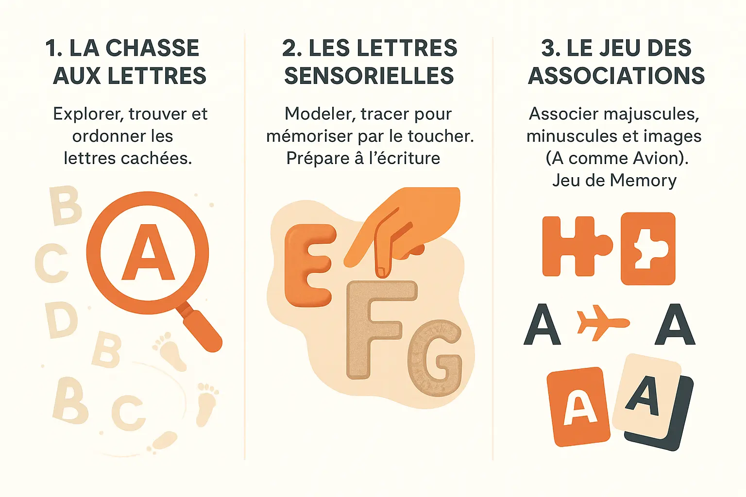 Illustration d'un enfant jouant avec des lettres en mousse