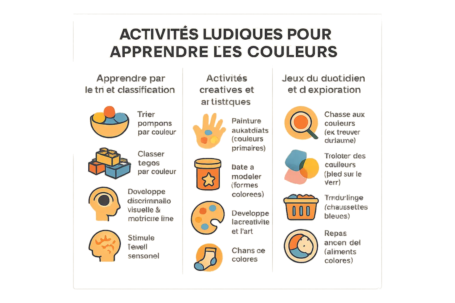 Couleurs & découvertes : rendre chaque jour coloré 4 Enfant jouant avec des pompons colorés