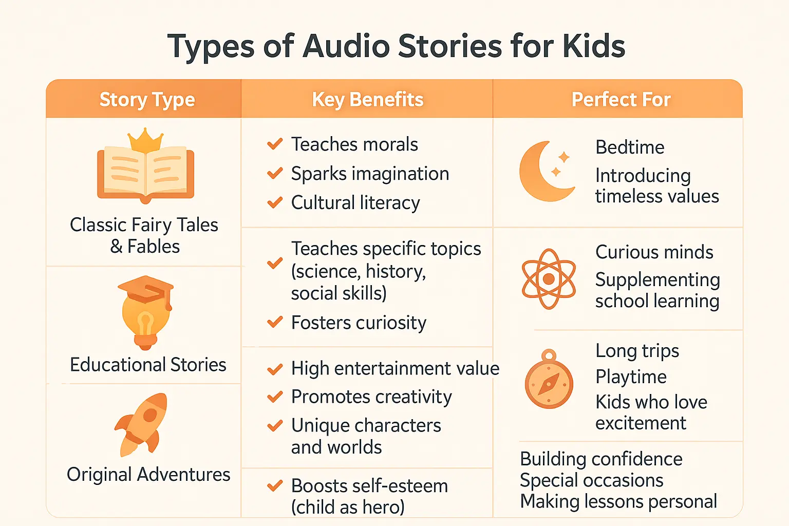 Unlock magic of kids audio stories for screenless adventure 4 Audio stories comparison chart