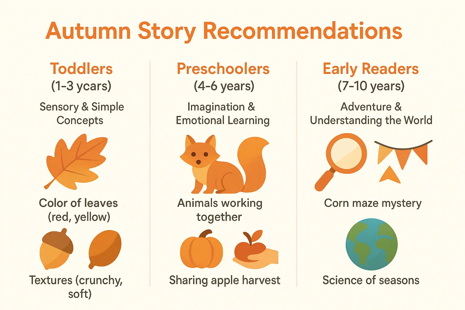 Autumn story recommendations by age group visual