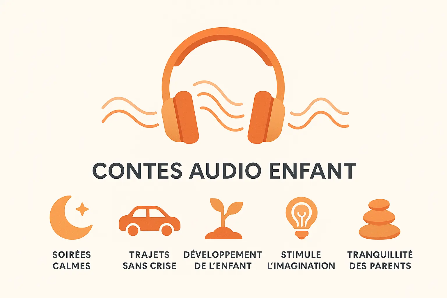 Illustration montrant un enfant plongé dans un monde imaginaire grâce à un conte audio