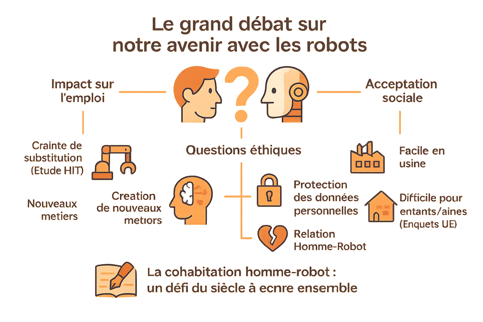 Illustration du débat sur l'avenir avec les robots