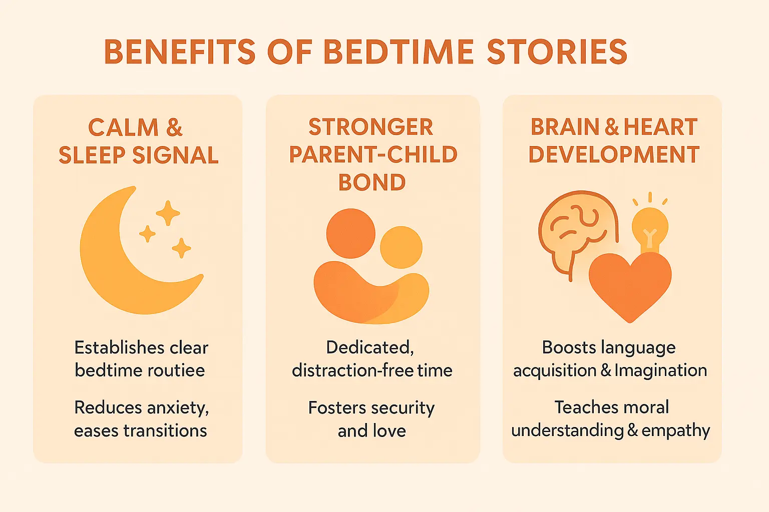 Illustration of a parent reading to a child under a starry sky