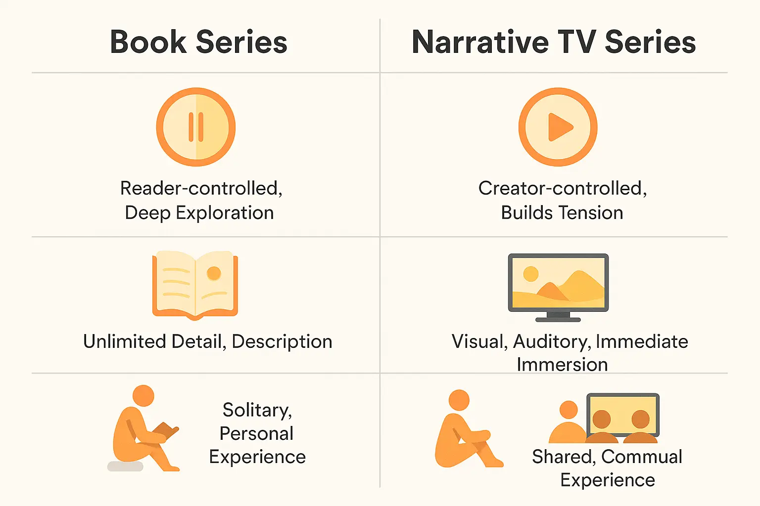 Book Series vs. Narrative TV Series Comparison