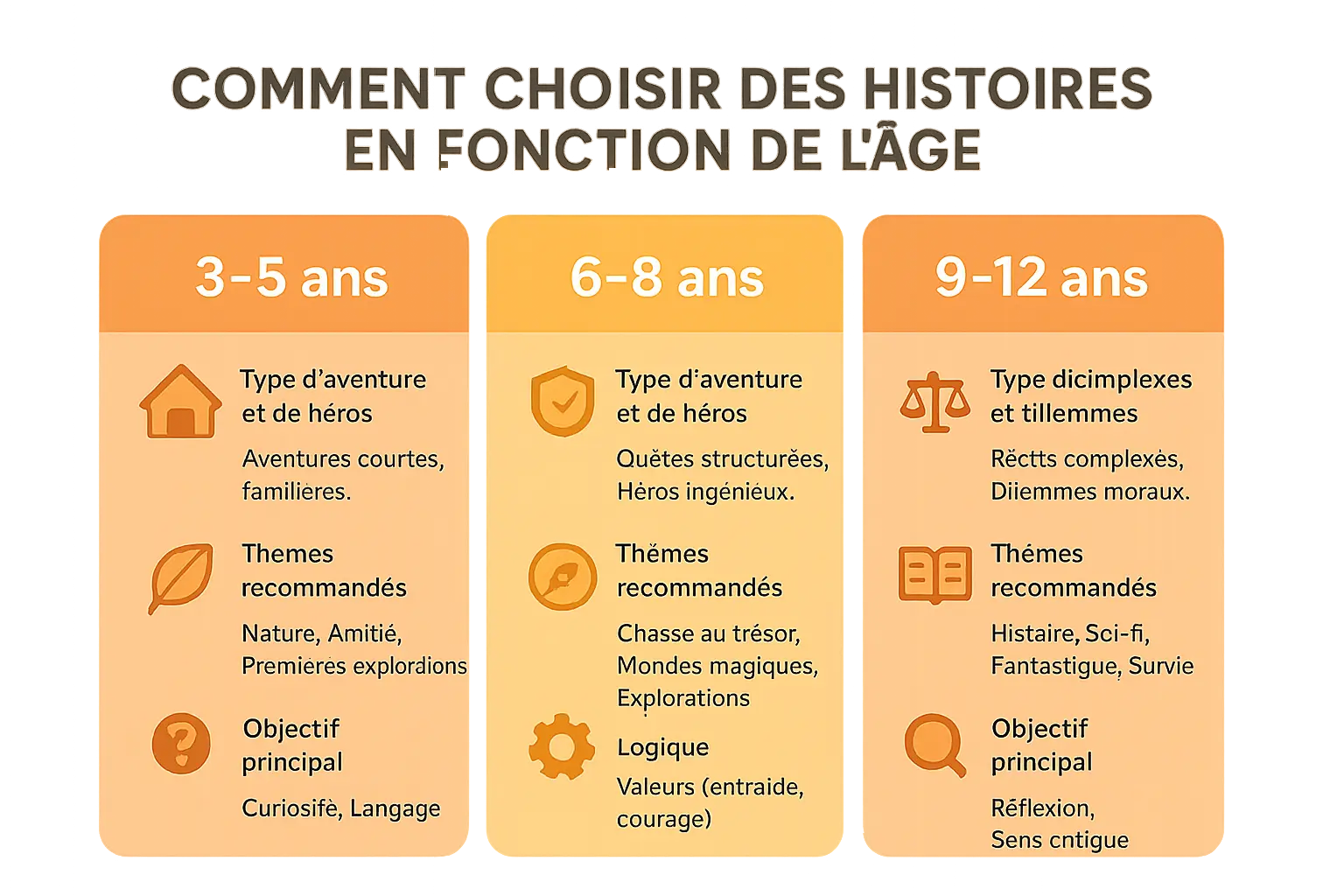 Illustration du choix d'histoires selon l'âge
