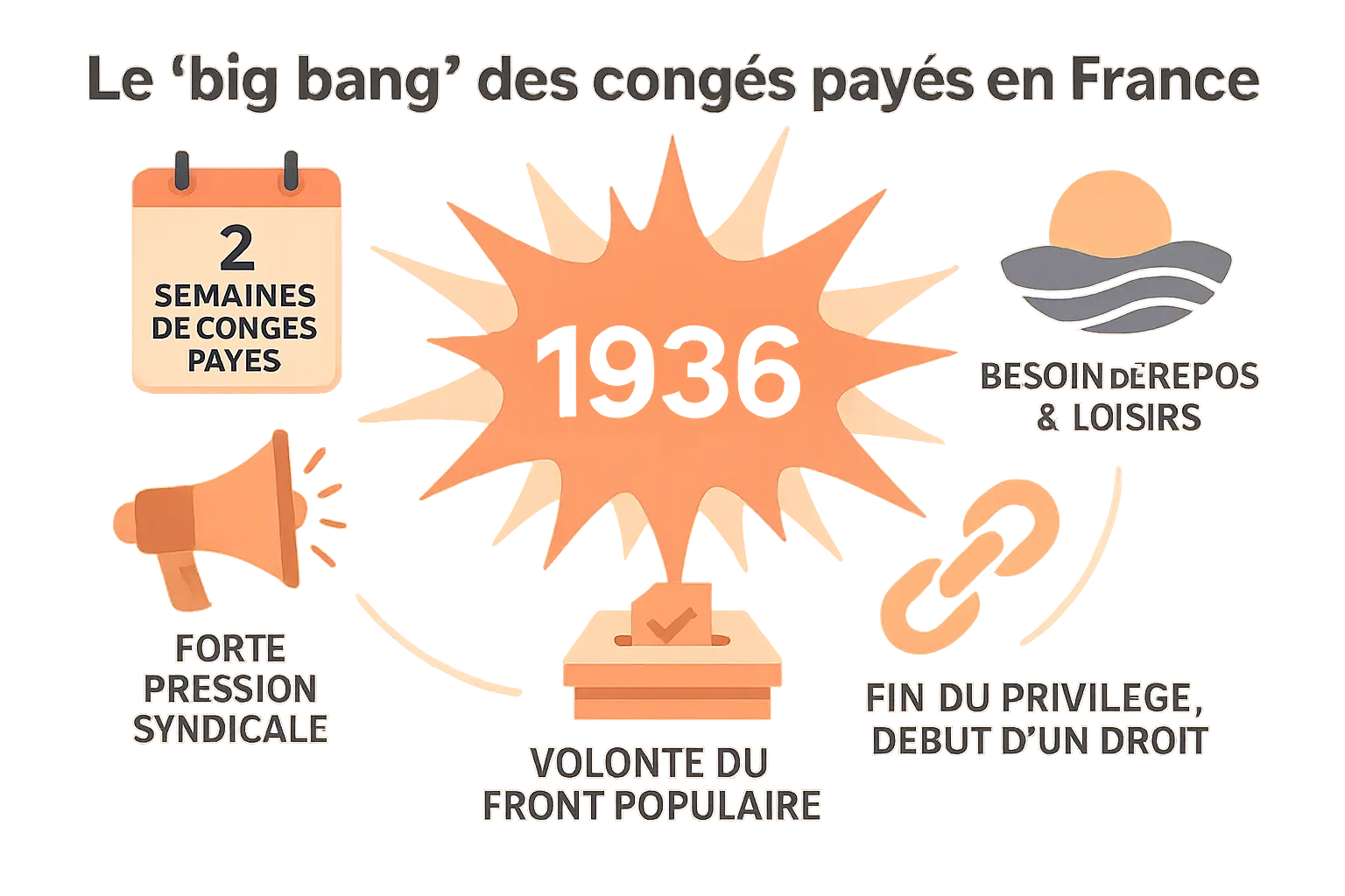 Illustration des premières vacances ouvrières en 1936