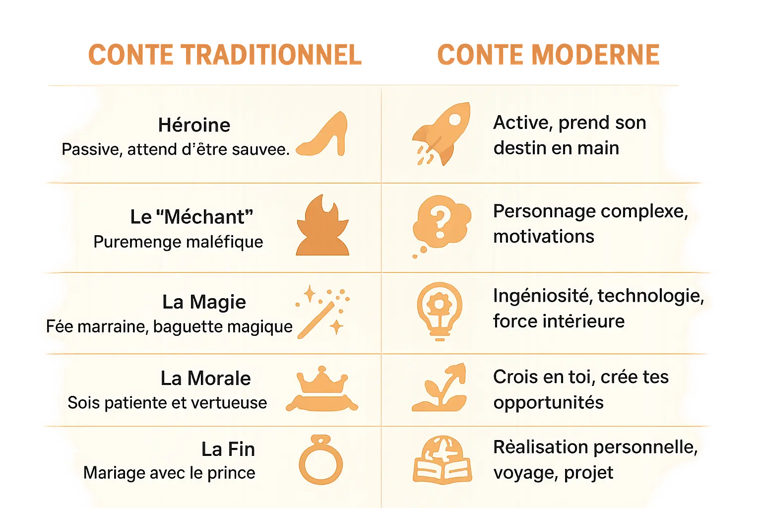 Découvre le conte moderne enfant : ton enfant héros 🧚 4 Illustration comparant contes traditionnels et modernes