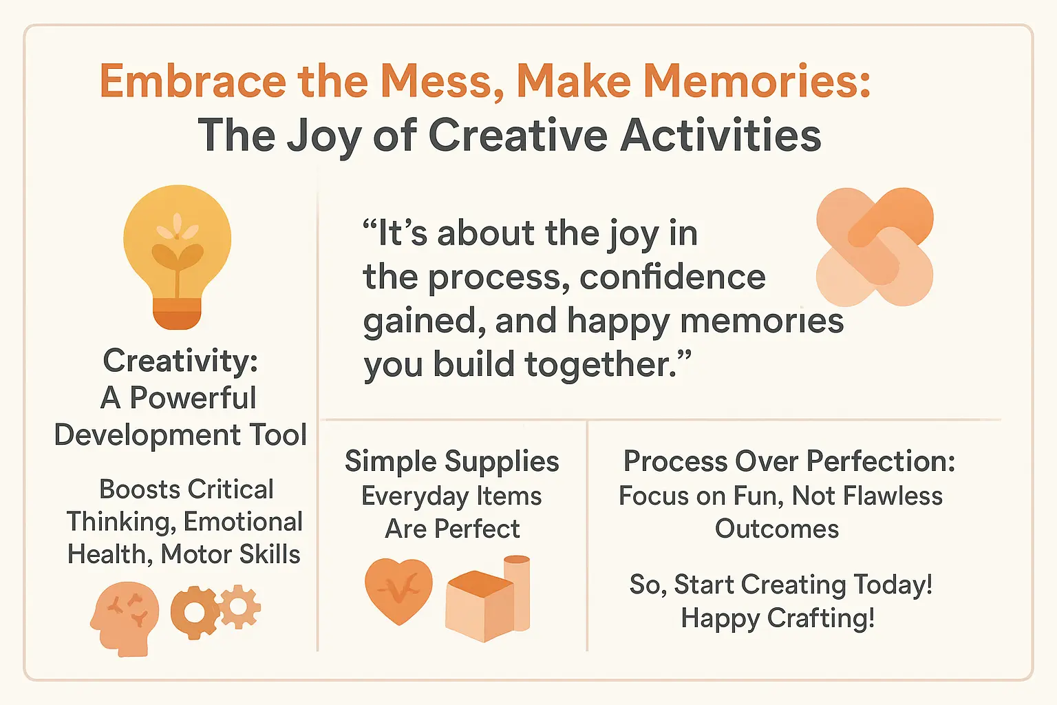 Parent and child creating art with paint, paper, and laughter, surrounded by playful mess