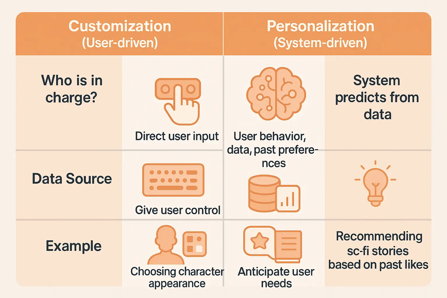 Customization vs personalization visual comparison