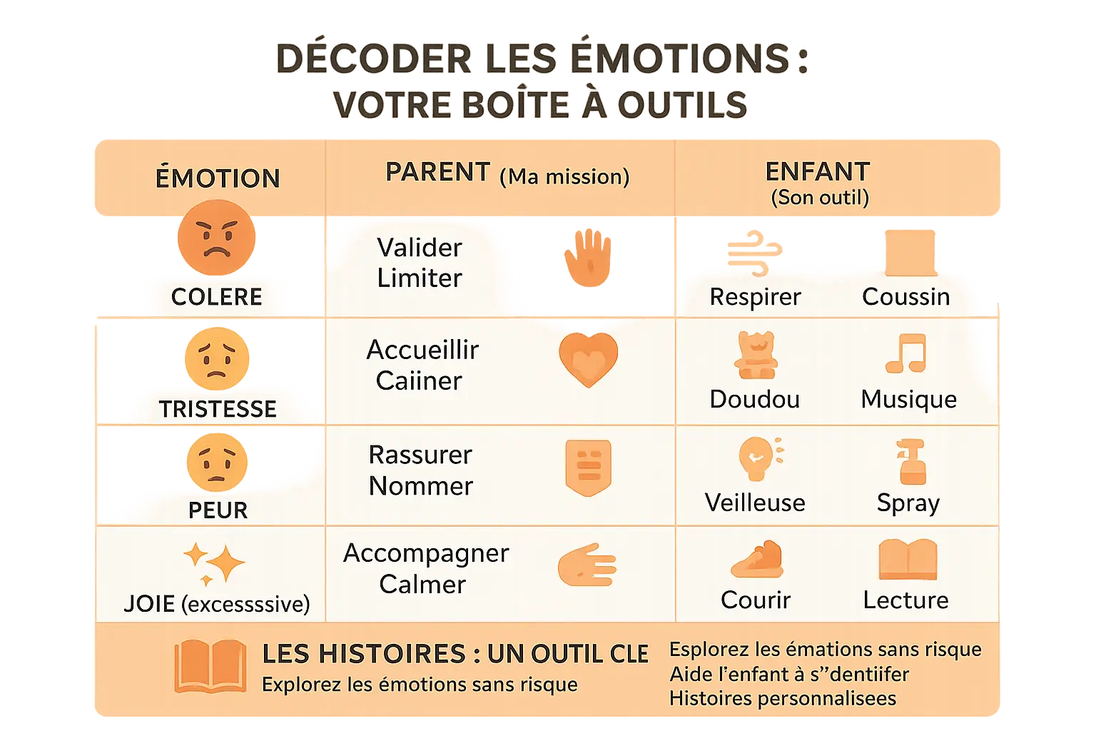 Illustration de la boîte à outils émotionnelle pour les parents