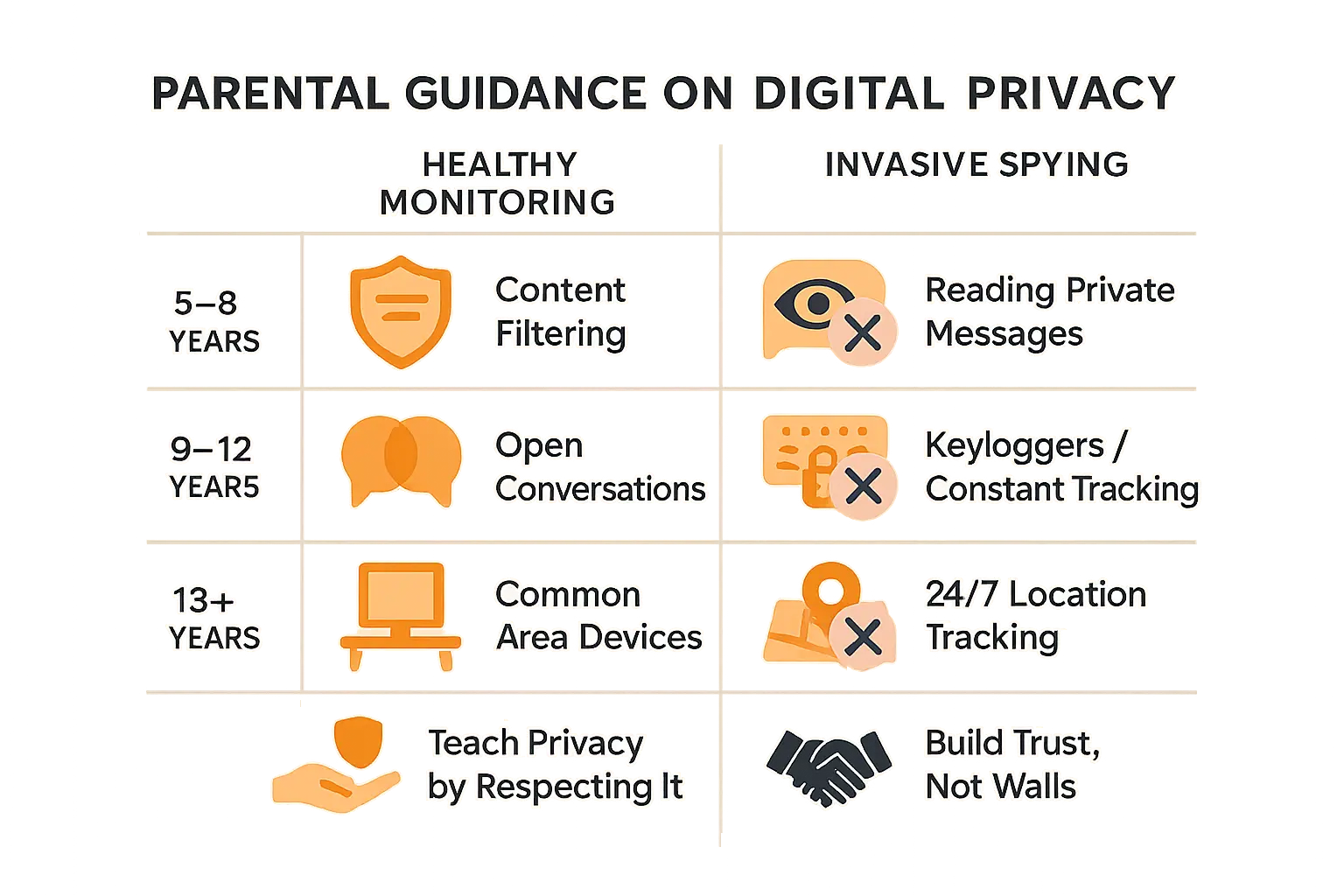 Parent and child having open conversation about digital privacy