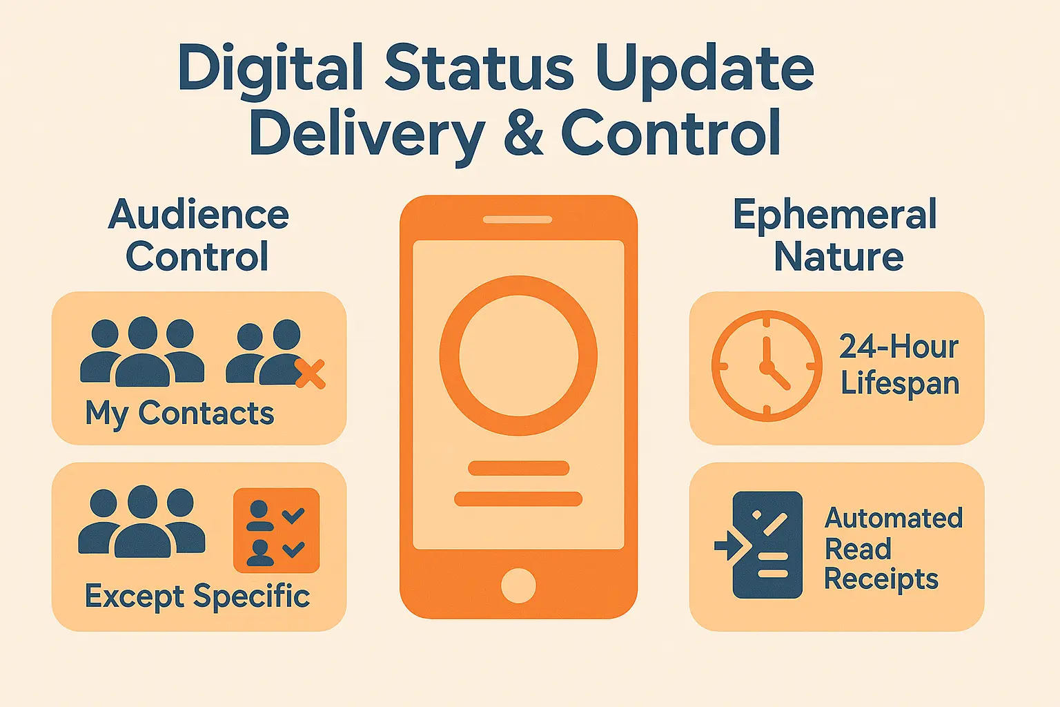 WhatsApp Story audience control interface illustration