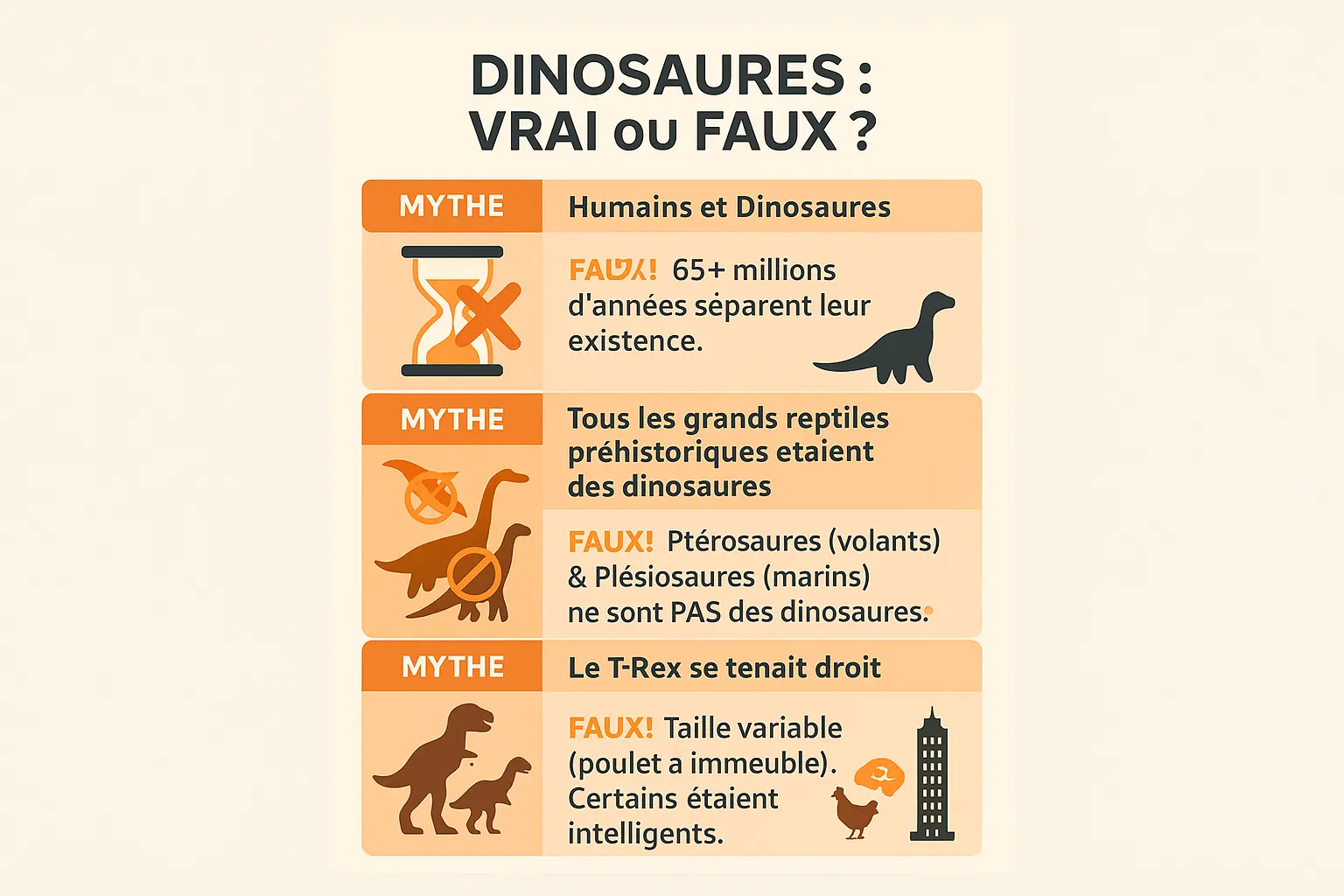 Illustration dinosaures mythes vs réalités