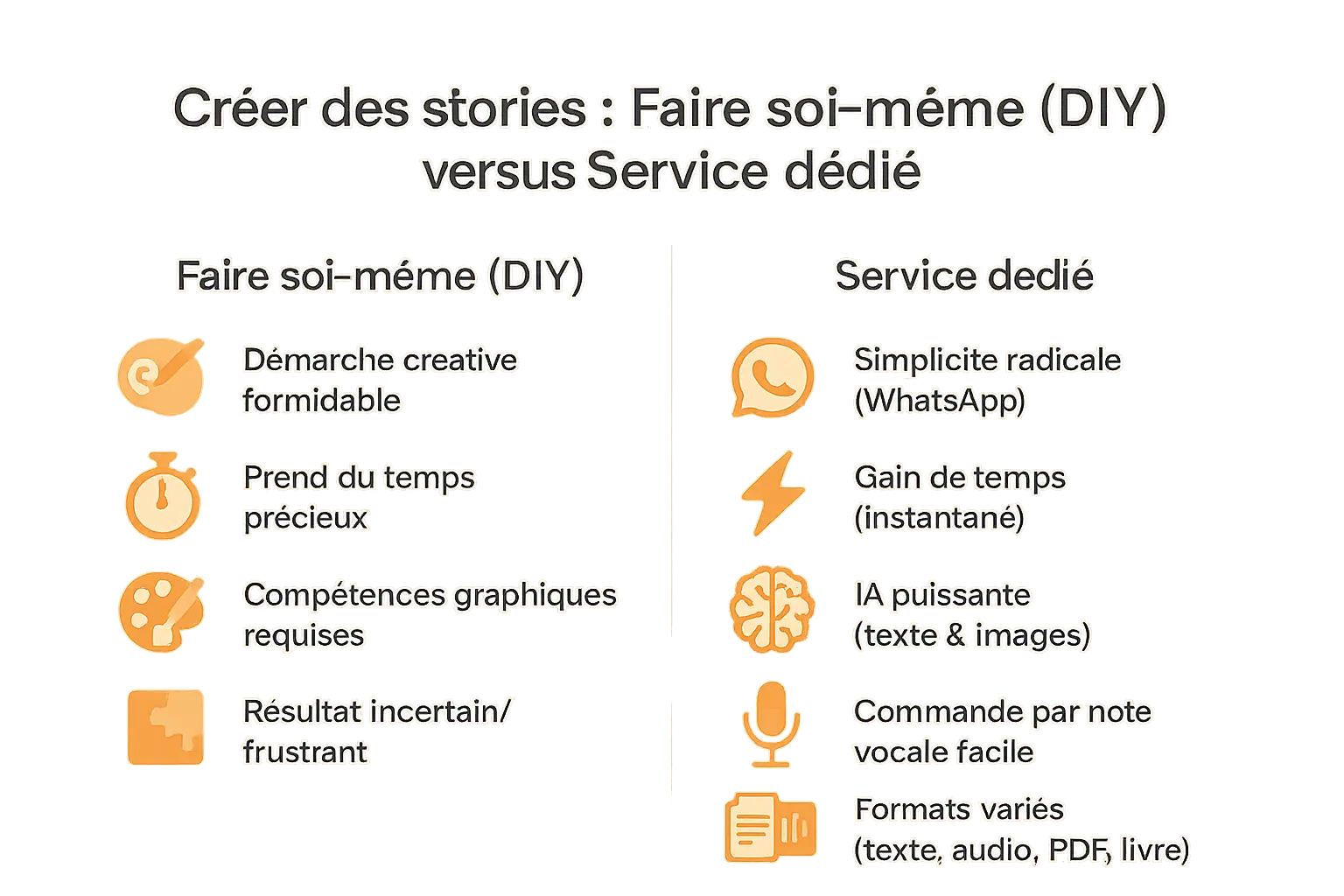 Comparaison DIY vs service dédié pour créer des histoires personnalisées