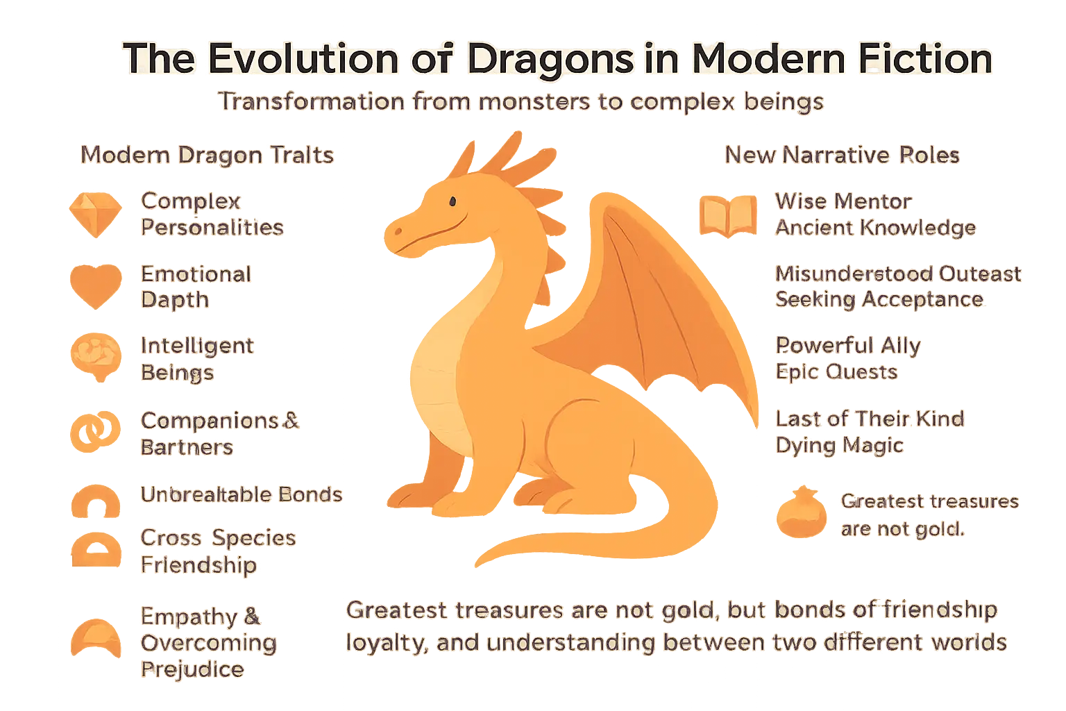 Modern dragon characters interacting with humans in fantasy settings
