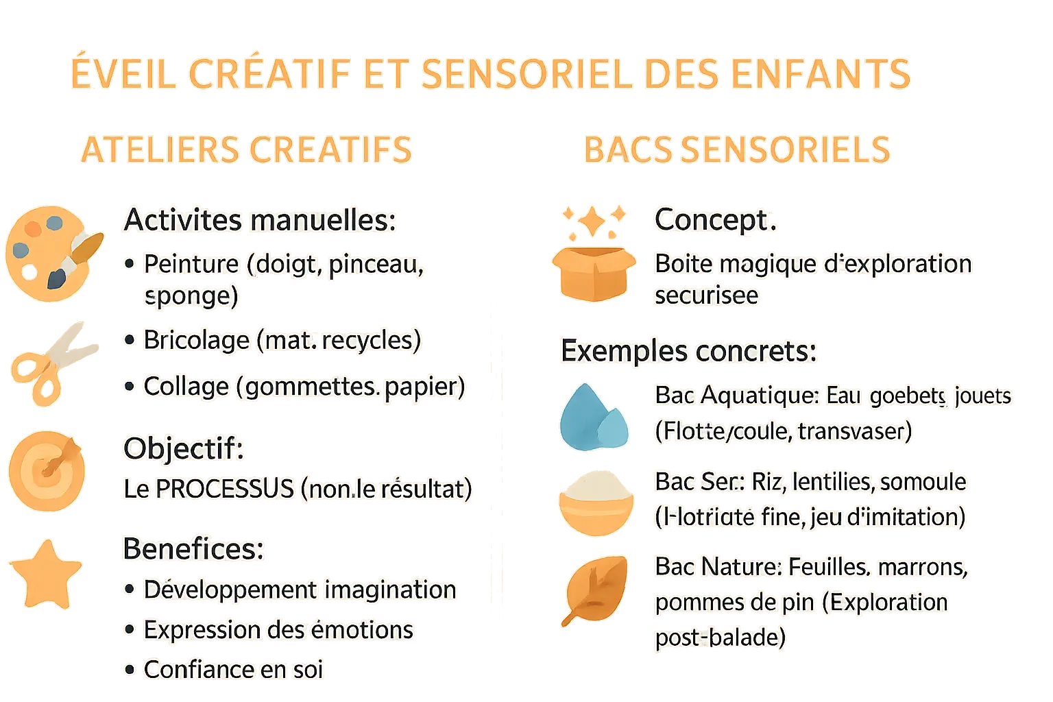Enfant jouant avec un bac sensoriel rempli de riz coloré et d'ustensiles de manipulation