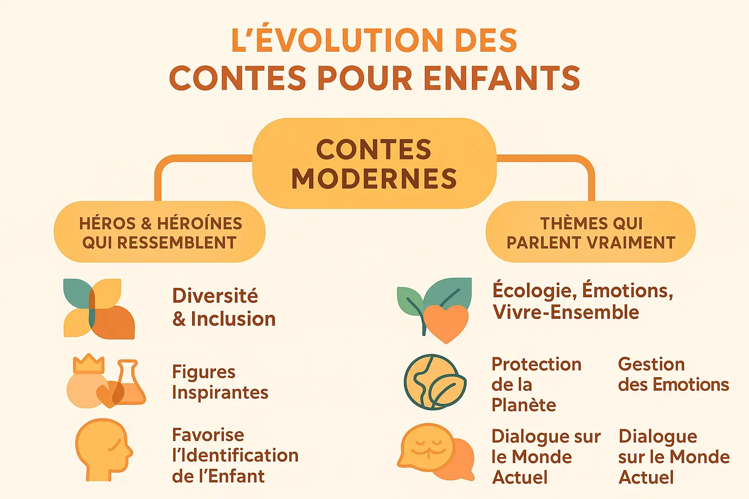 Découvre le conte moderne enfant : ton enfant héros 🧚 3 Évolution des contes pour enfants avec personnages modernes et inclusifs