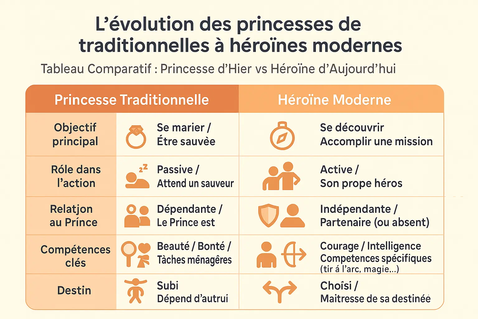 evolution des princesses traditionnelles vs modernes
