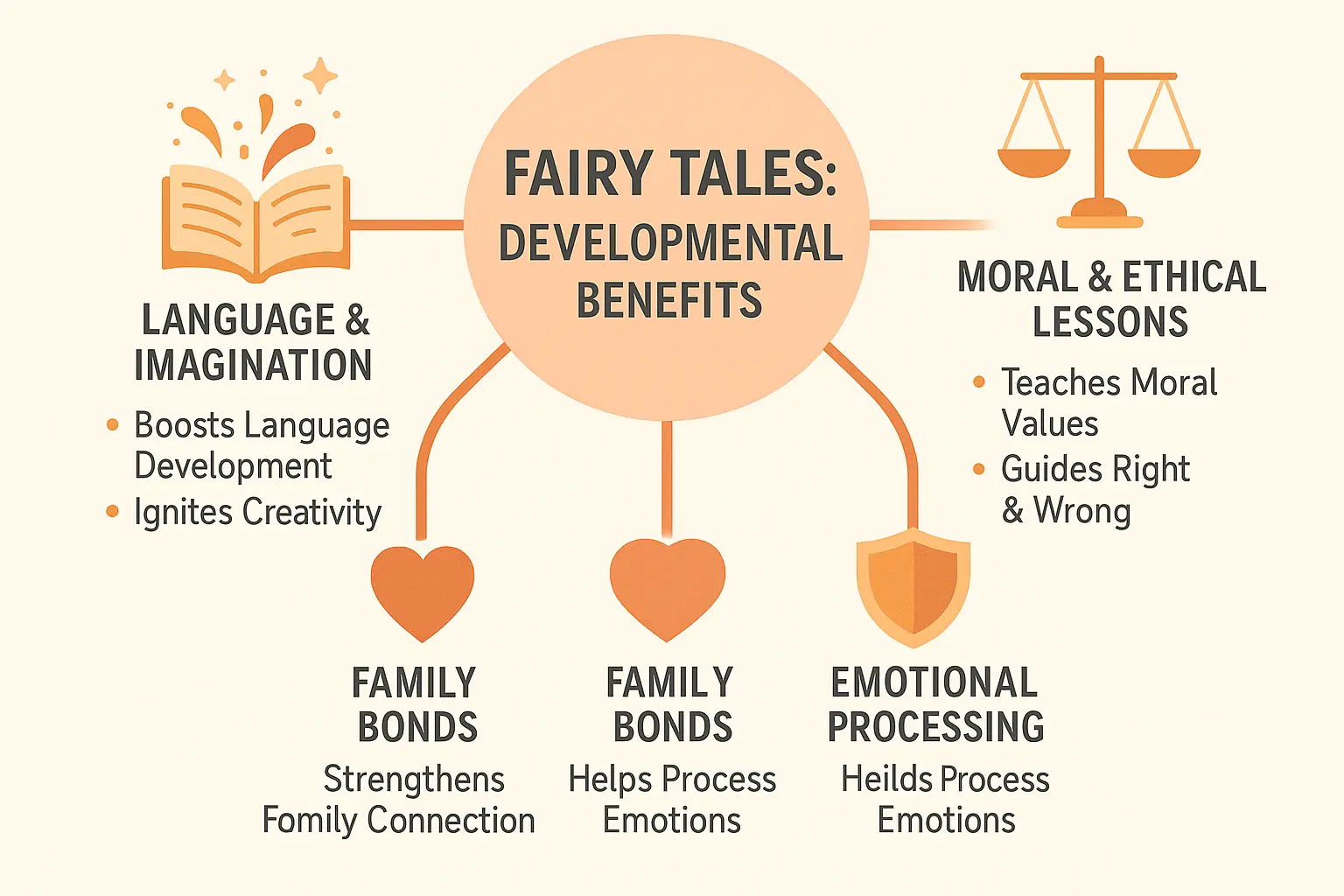 Fairy tales developmental benefits infographic