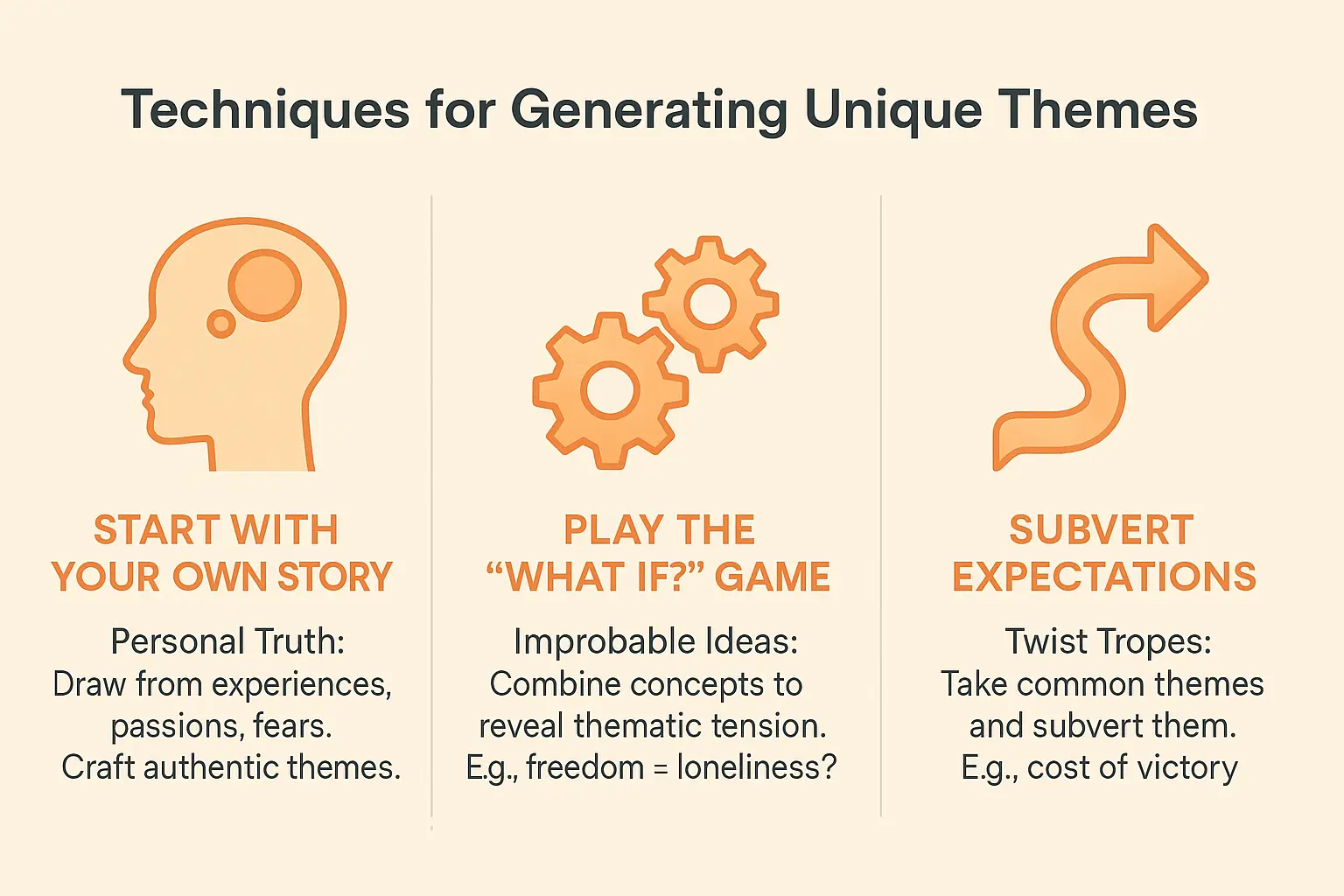 unlock your story’s theme: custom themes that resonate 4 Generating unique themes infographic