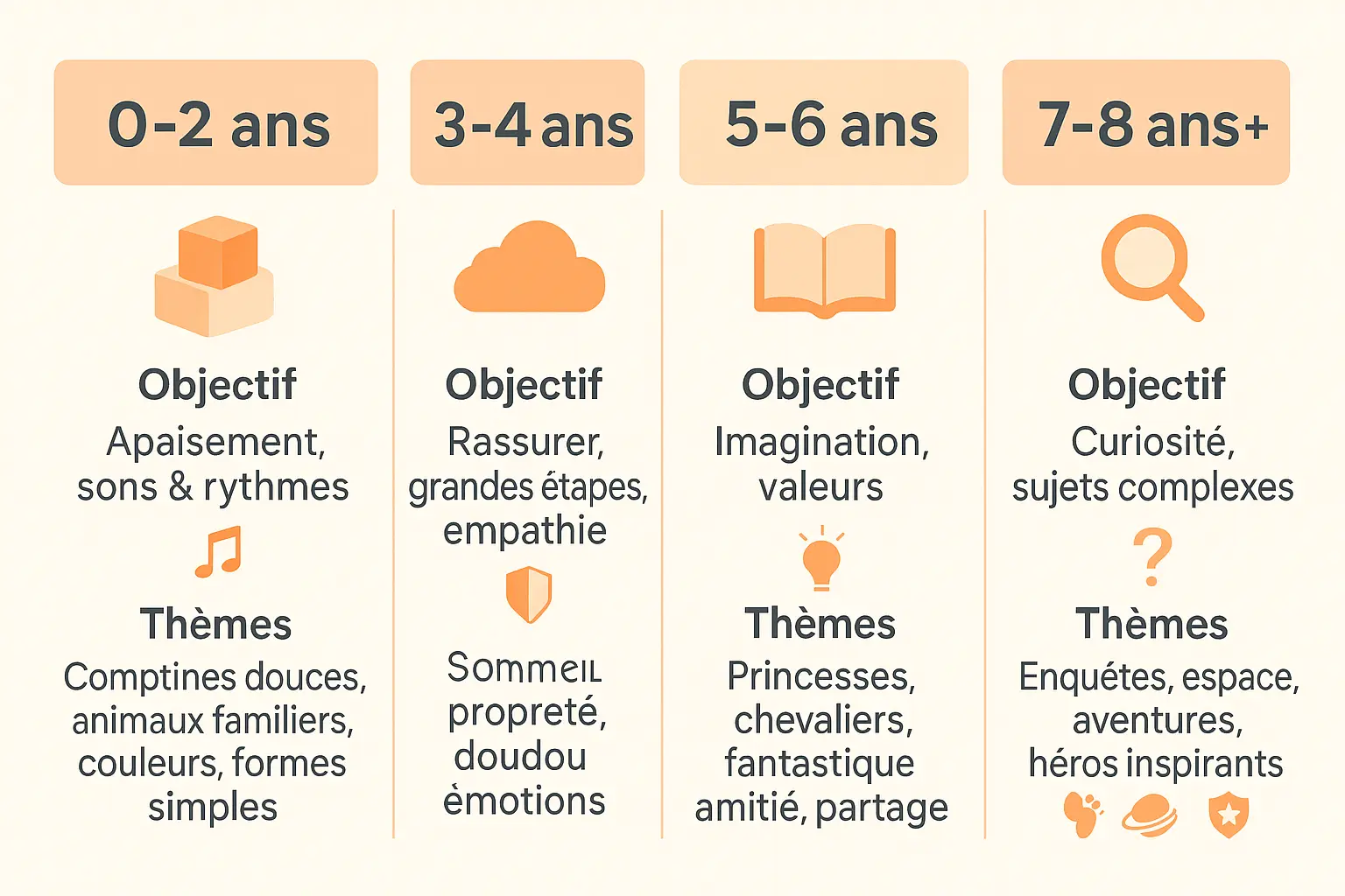 Guide du choix d'histoires par âge