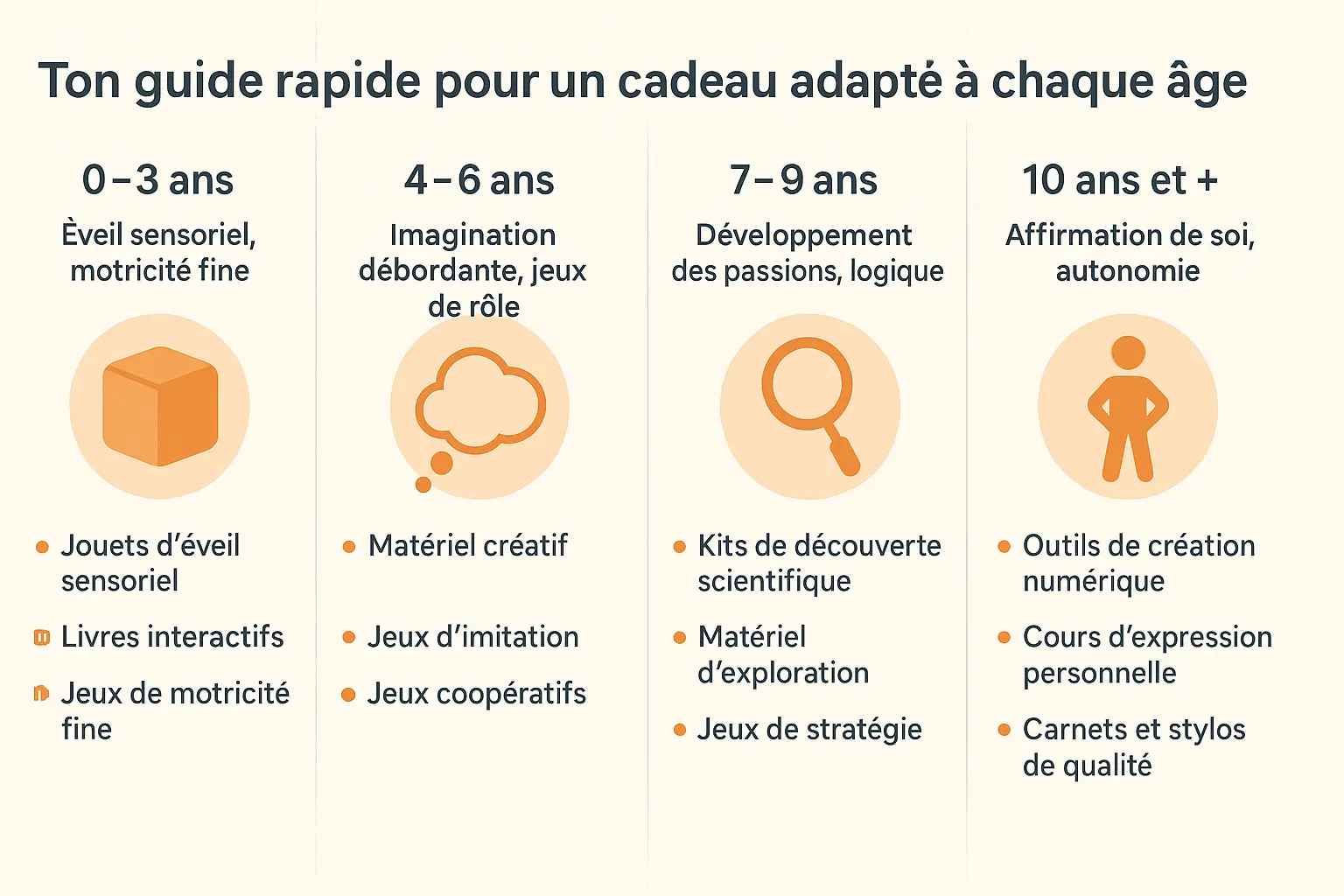 Guide rapide pour un cadeau adapté à chaque âge