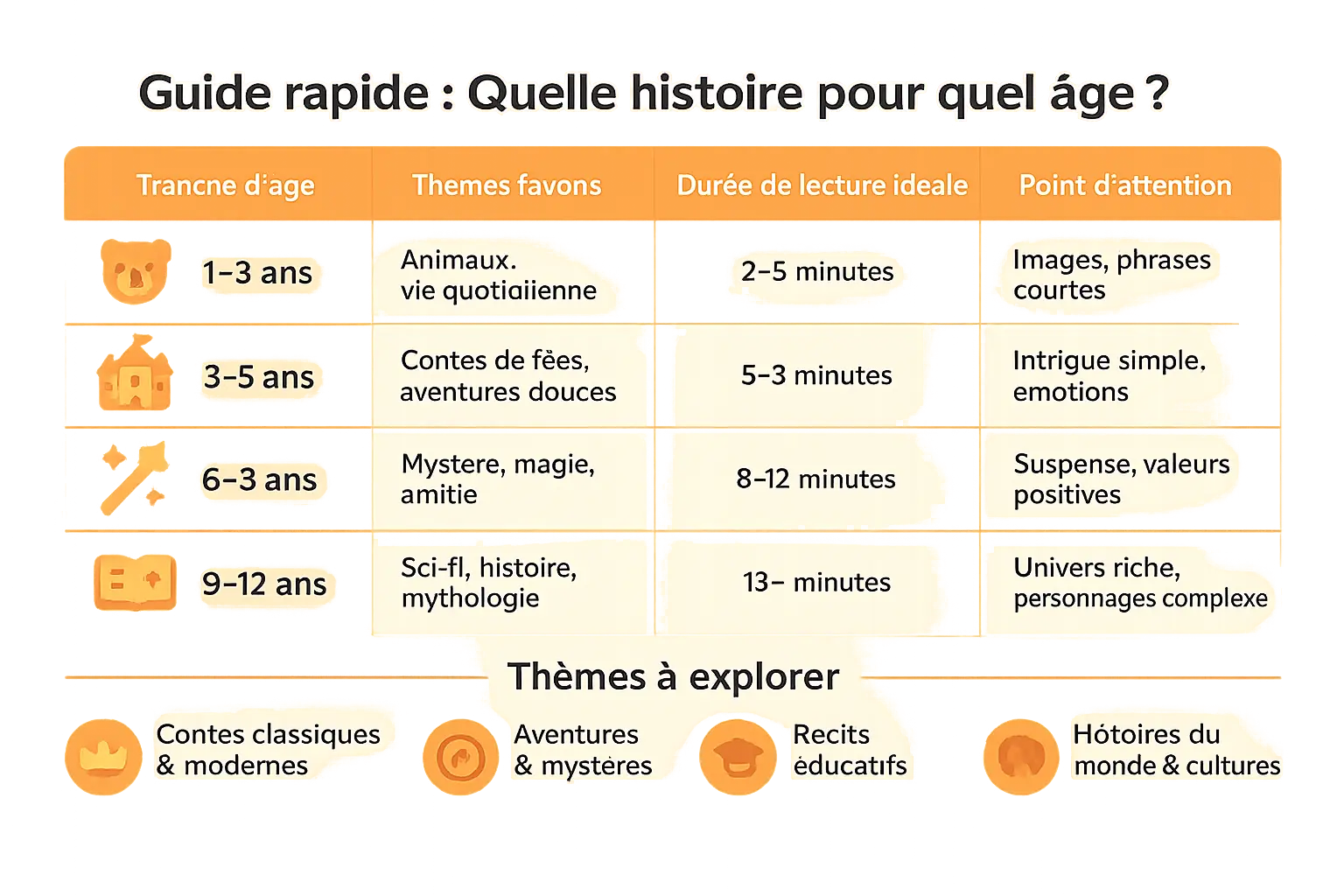Guide d'âge pour choisir une histoire enfant