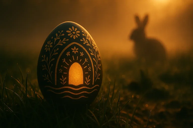 histoire de paques un oeuf decore et un lapin