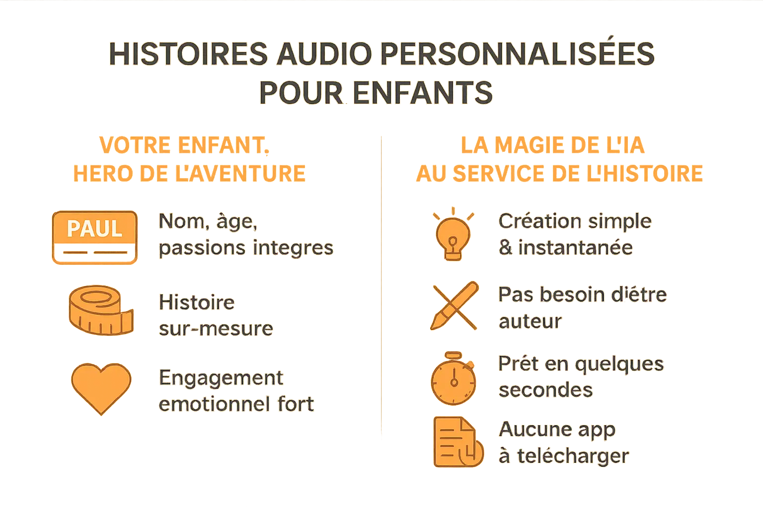 Illustration d'un enfant écoutant un conte audio personnalisé sur un smartphone