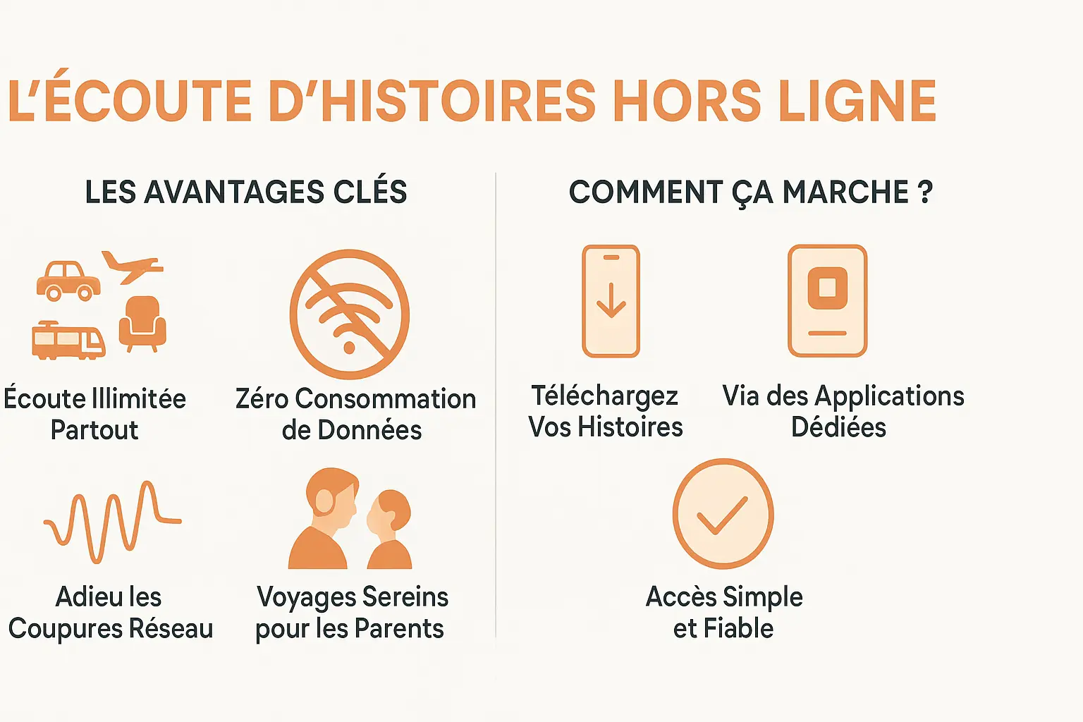 Enfant écoutant un conte audio en voyage avec ses parents