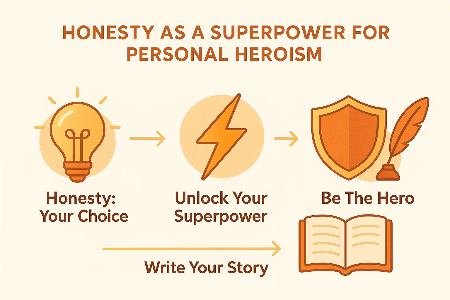 Honesty as a superhero theme with a child holding a book