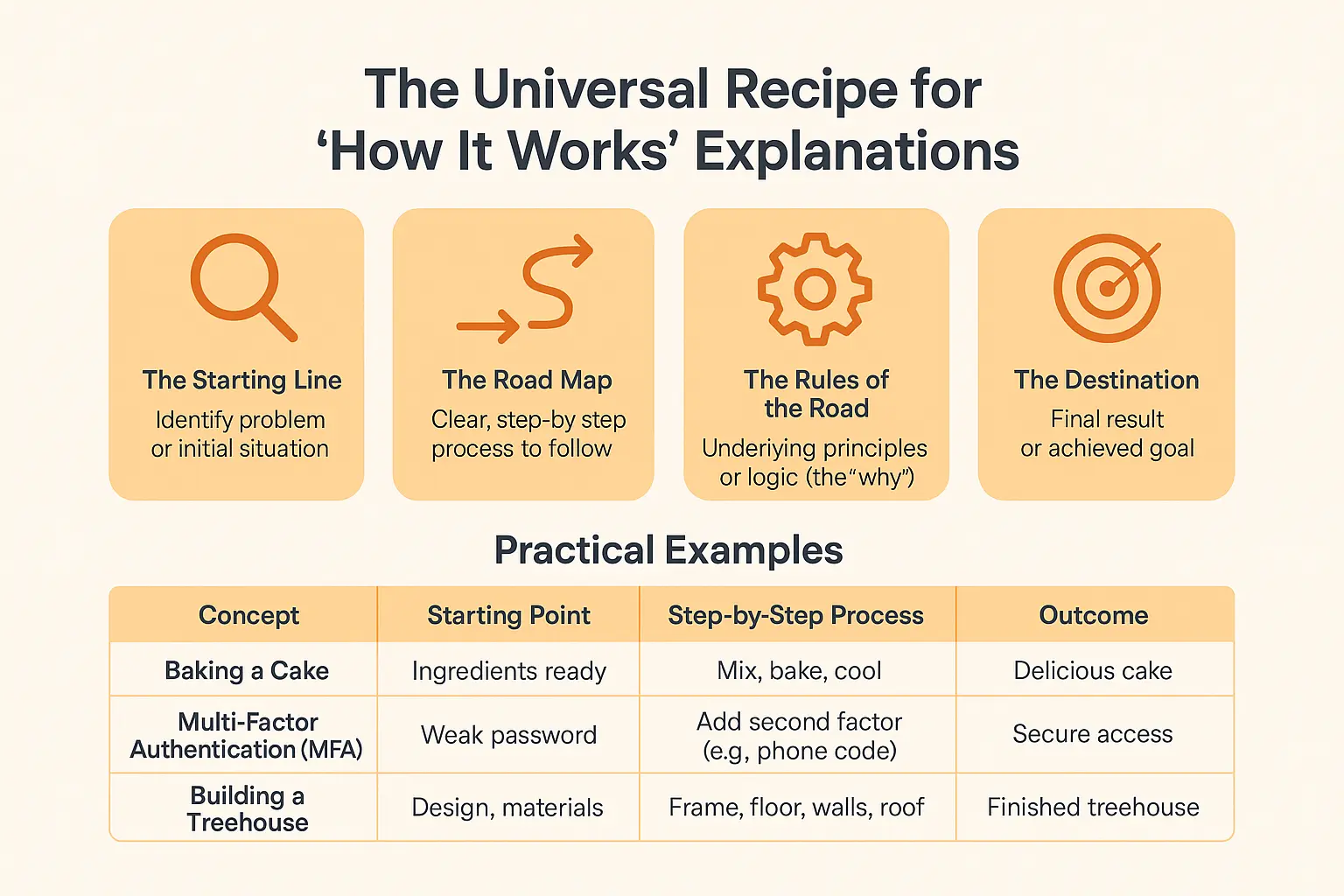 Universal recipe for how it works explanations