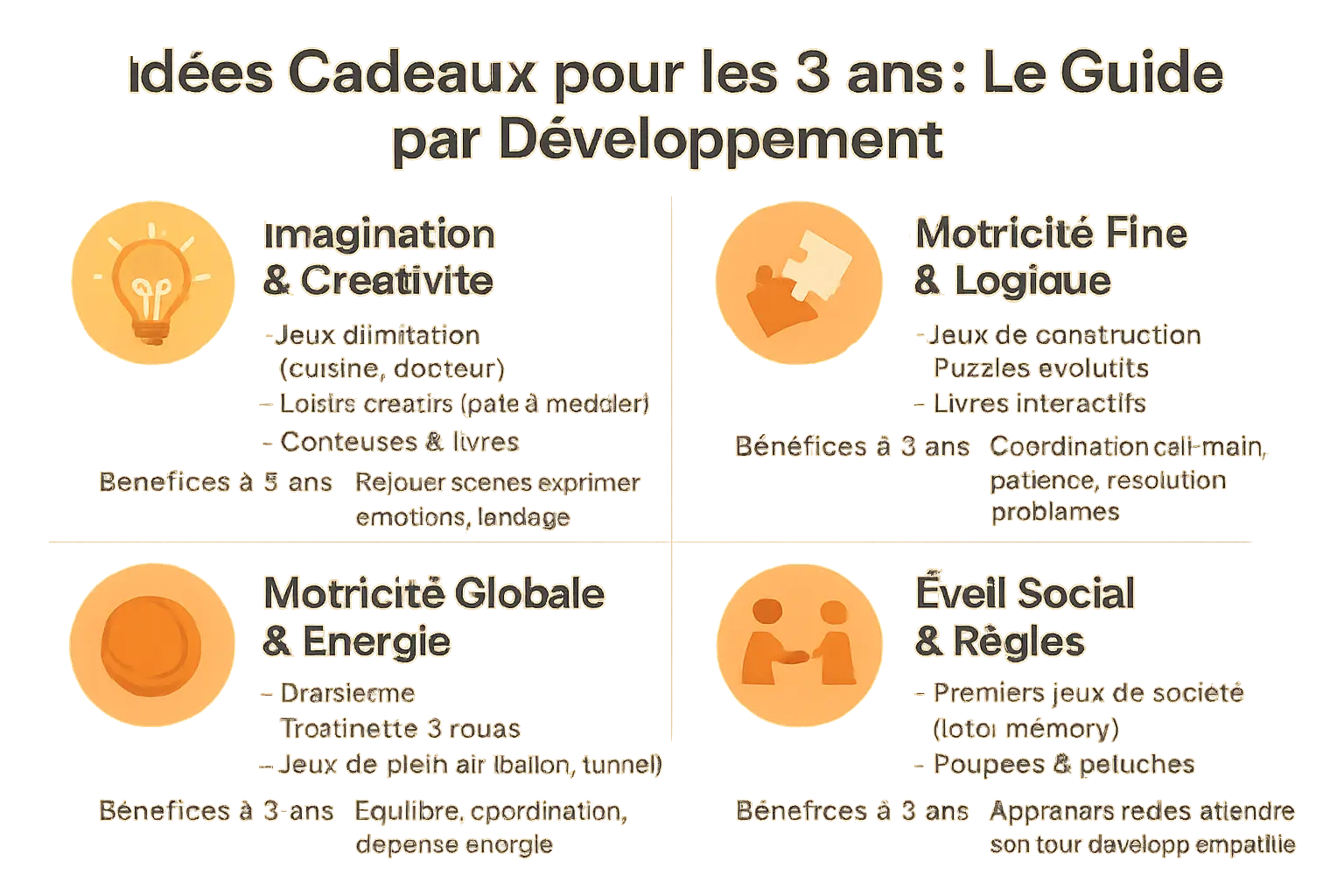 Illustration d'idées de cadeaux pour un enfant de 3 ans