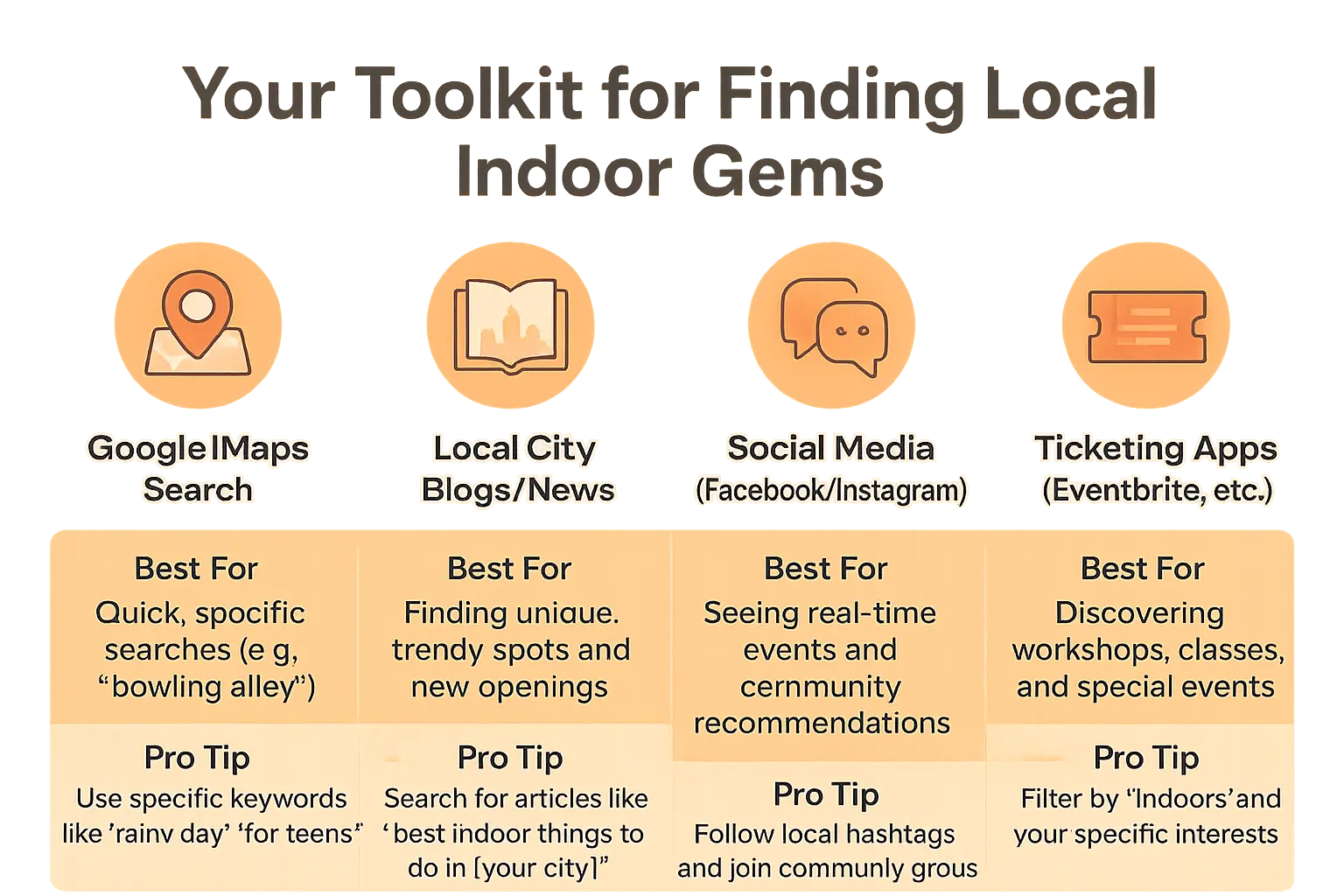 Indoor activity finder toolkit