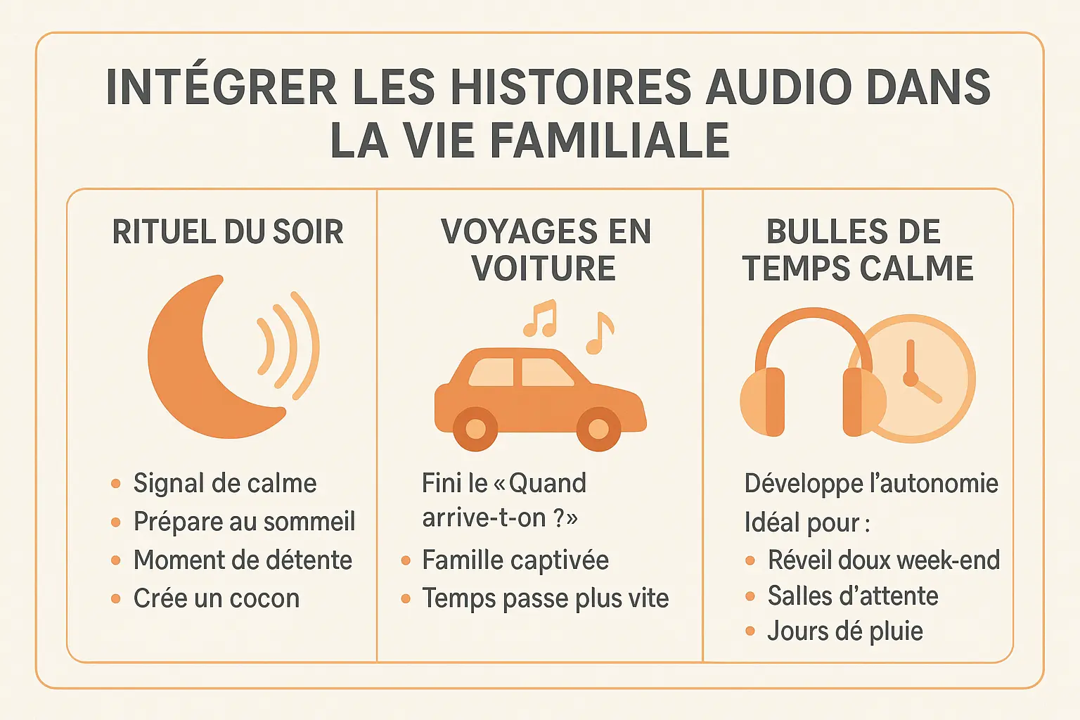 Enfant écoutant une histoire audio dans une voiture