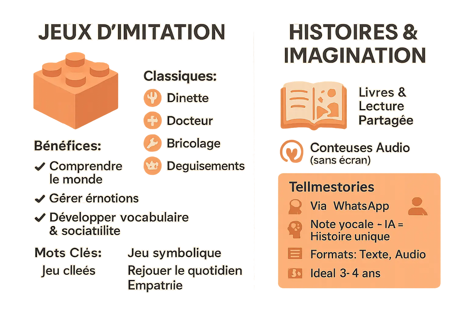 Jeux d'imitation et histoires personnalisées pour enfants de 4 ans
