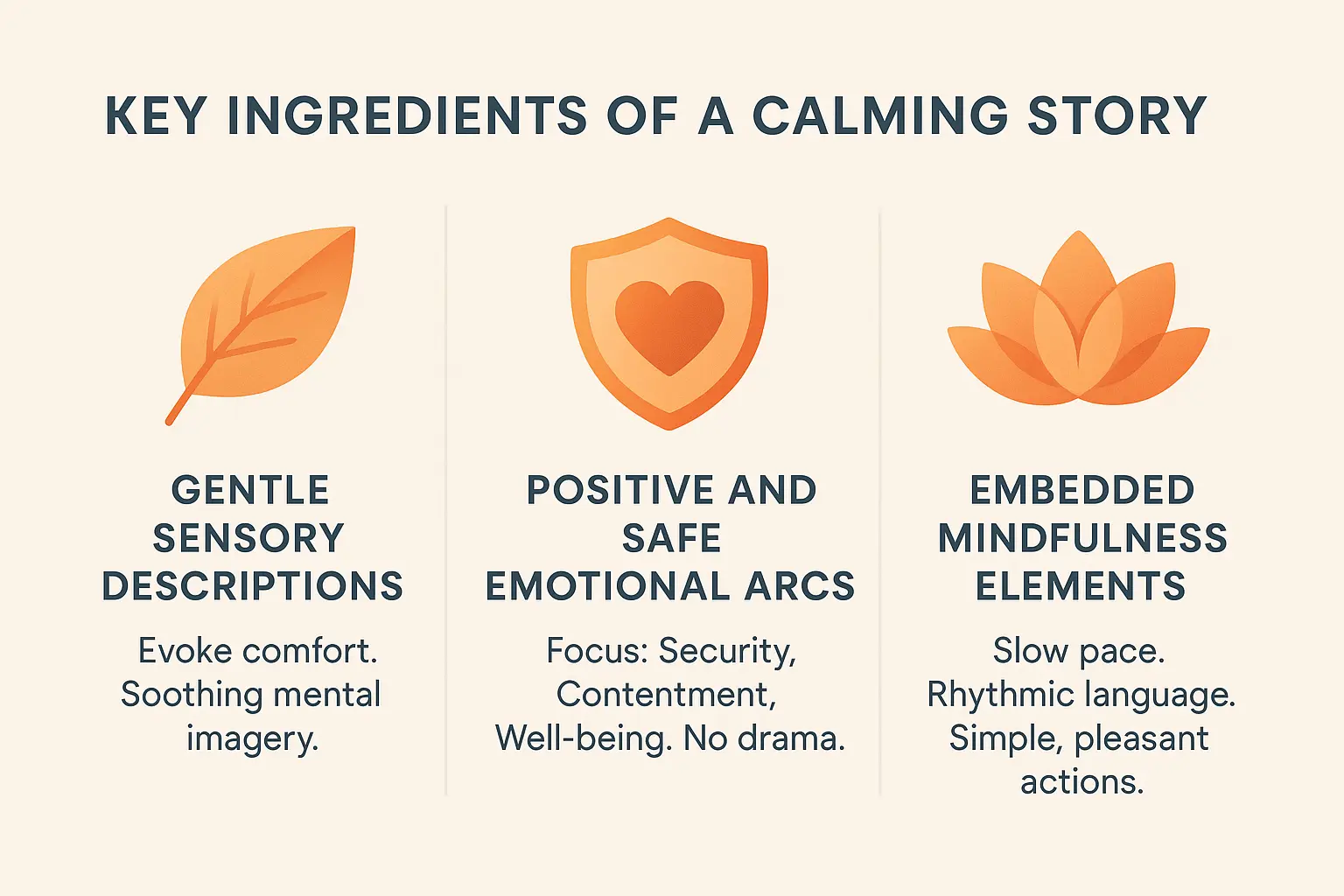 Illustration of key ingredients in calming stories