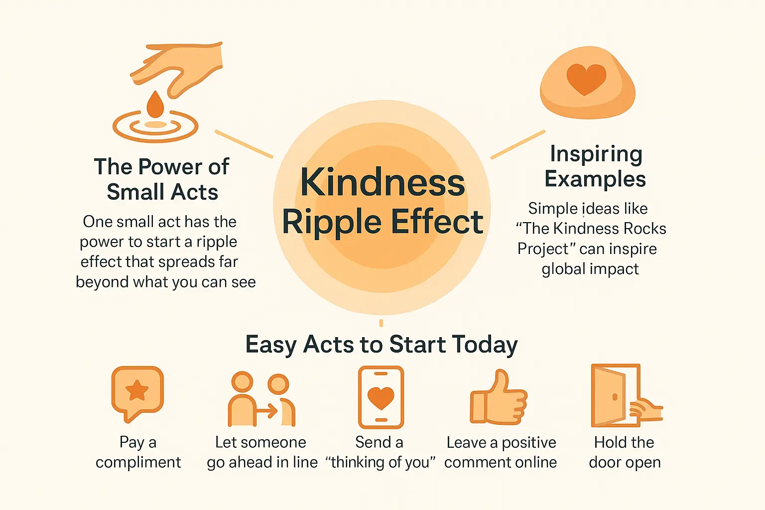 Visual representation of kindness ripple effect