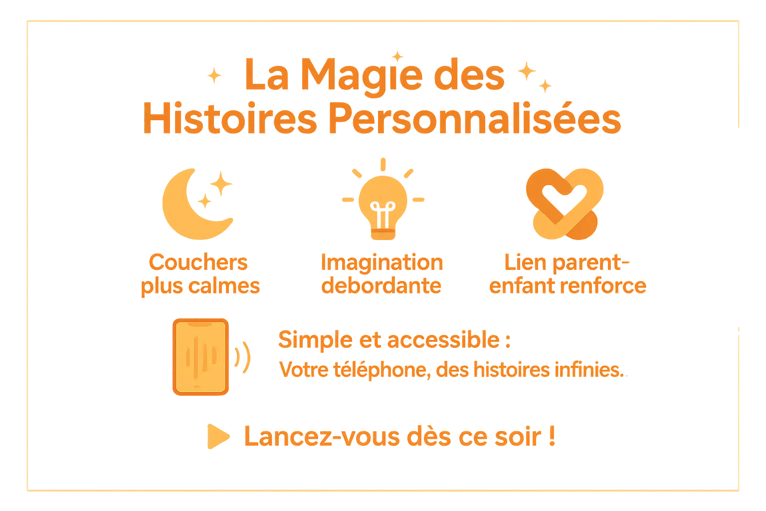 Un enfant écoutant une histoire du soir personnalisée via WhatsApp avec un sourire émerveillé