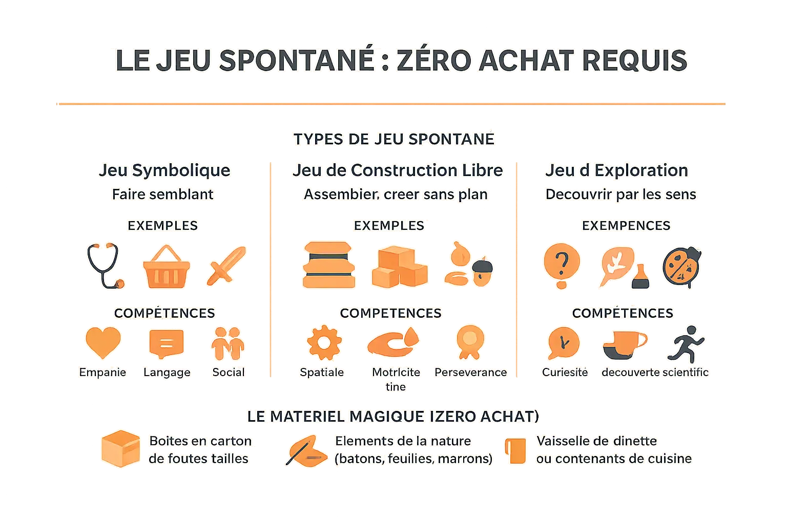 Enfants jouant de manière spontanée avec des boîtes en carton