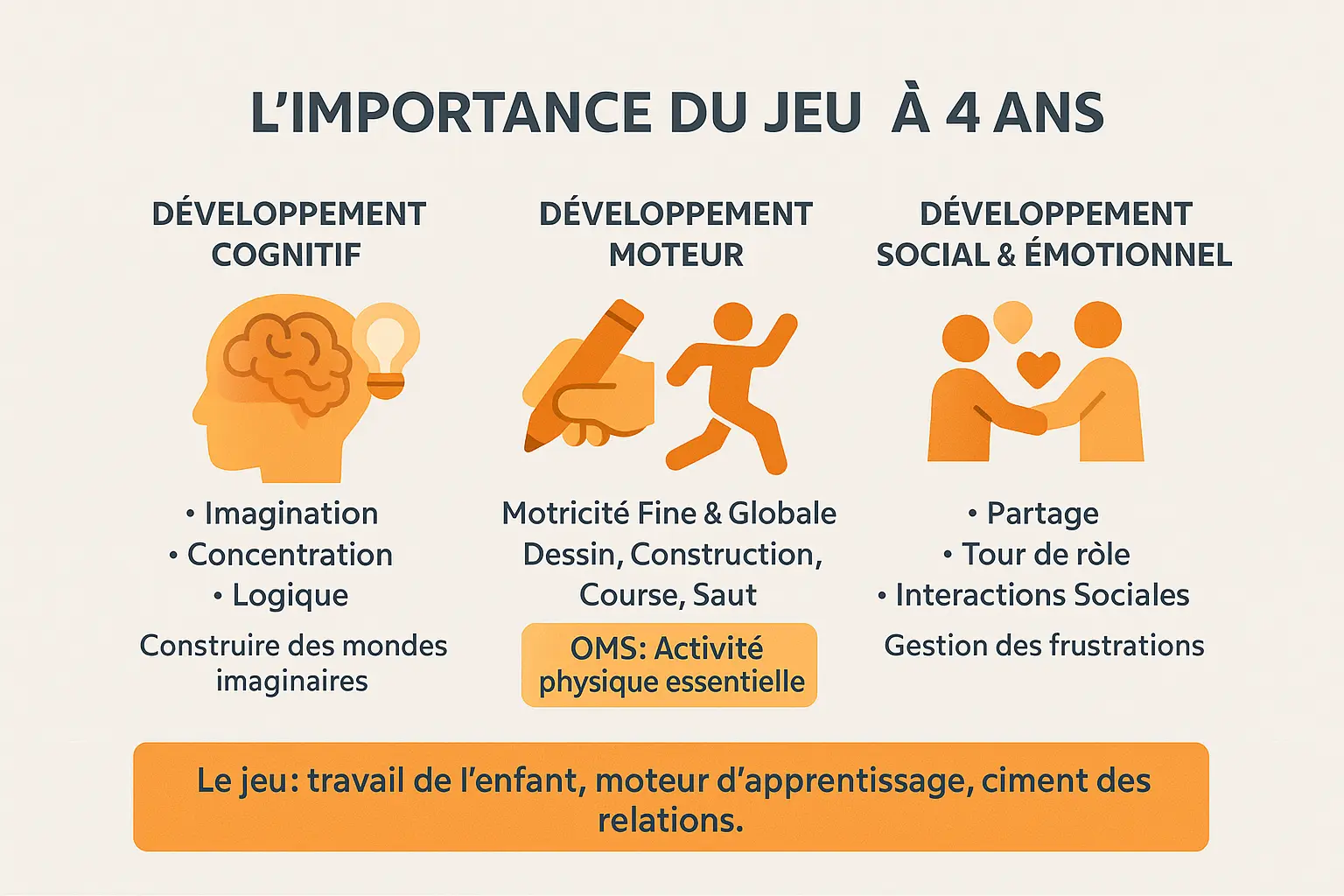 Illustration enfant de 4 ans jouant librement avec des jouets éducatifs