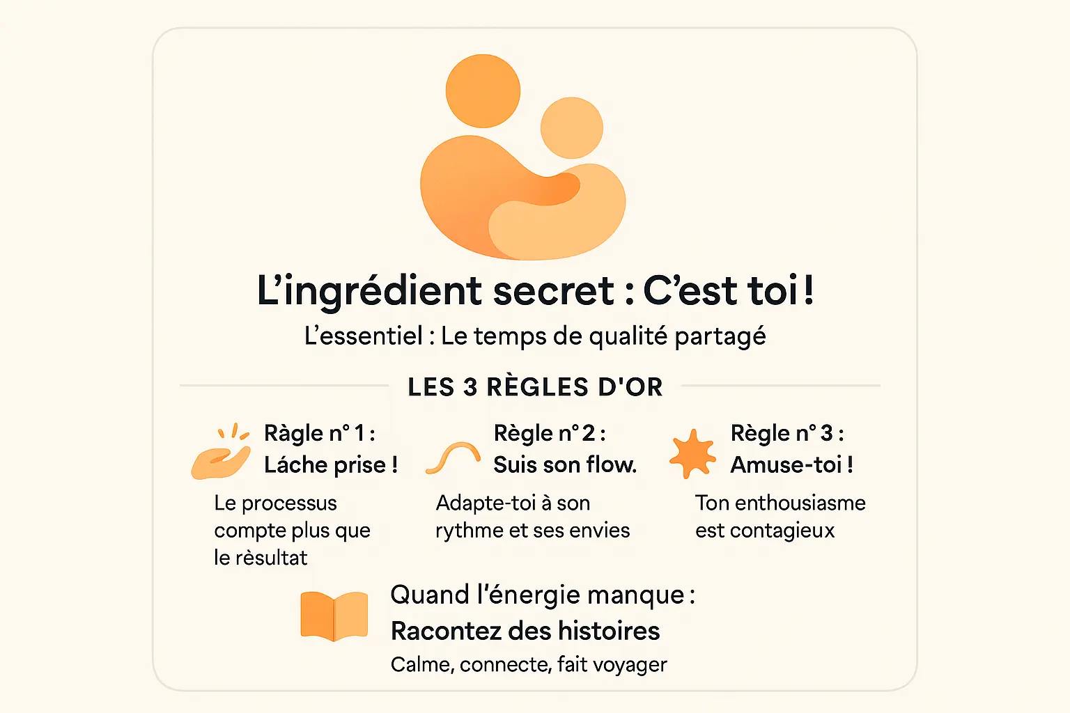 Illustration montrant un parent et un enfant riant ensemble pendant une activité créative