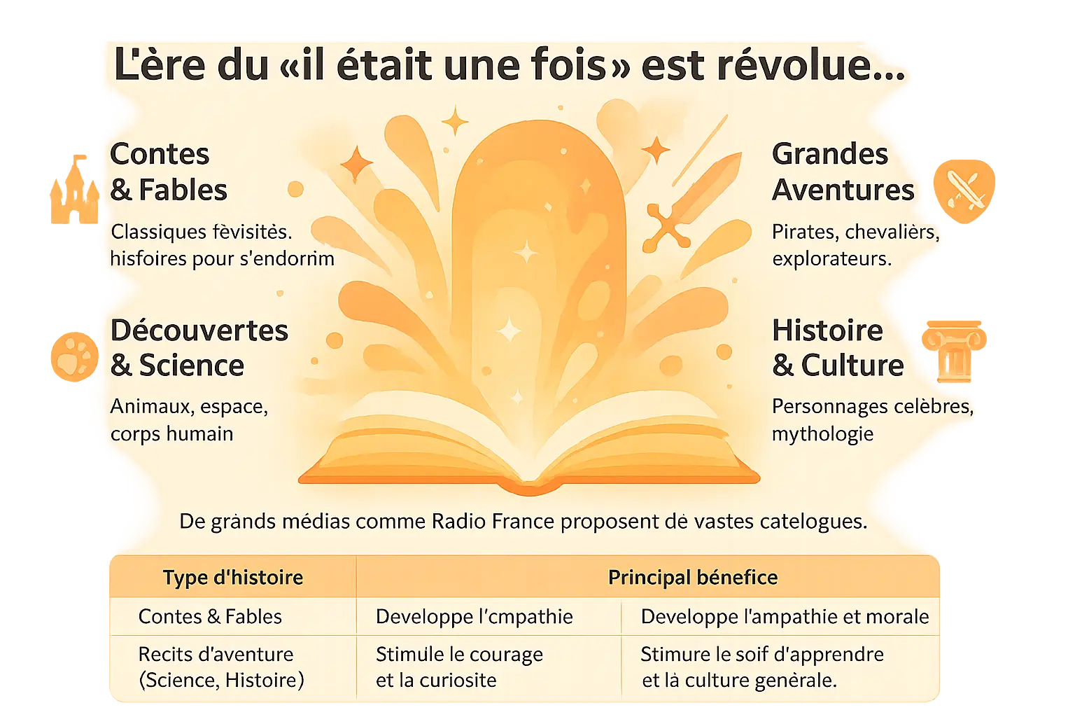 Illustration d'un enfant écoutant une histoire audio