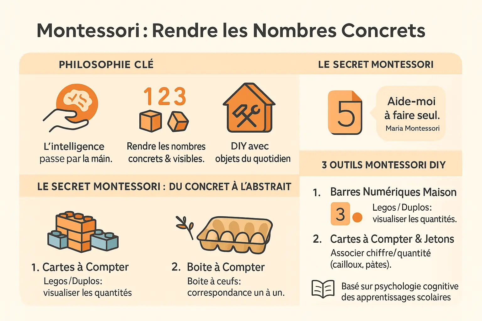 Illustration d'activités Montessori avec des objets du quotidien