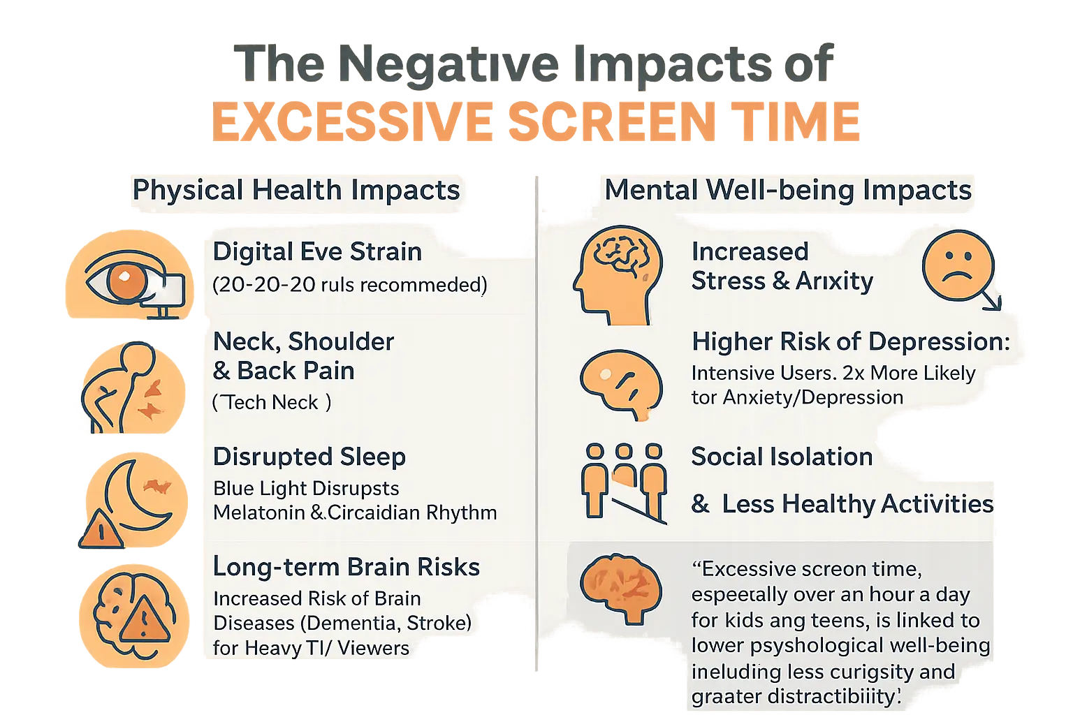 Negative impacts of excessive screen time