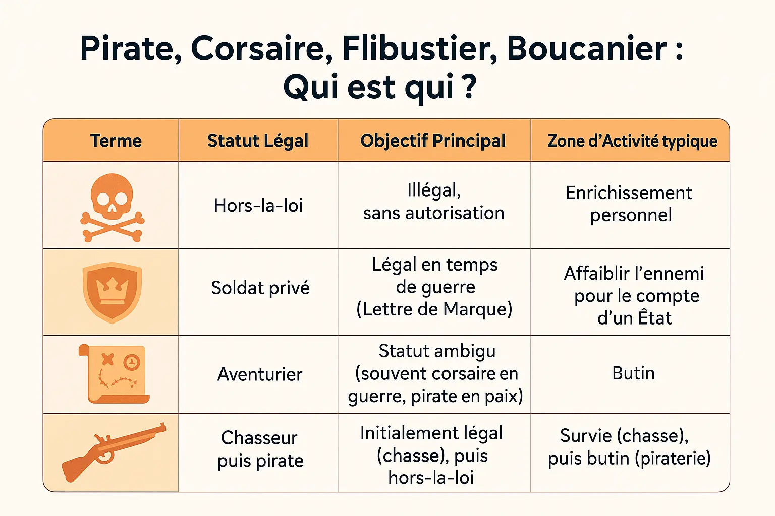 pirate corsaire flibustier boucanier qui est qui