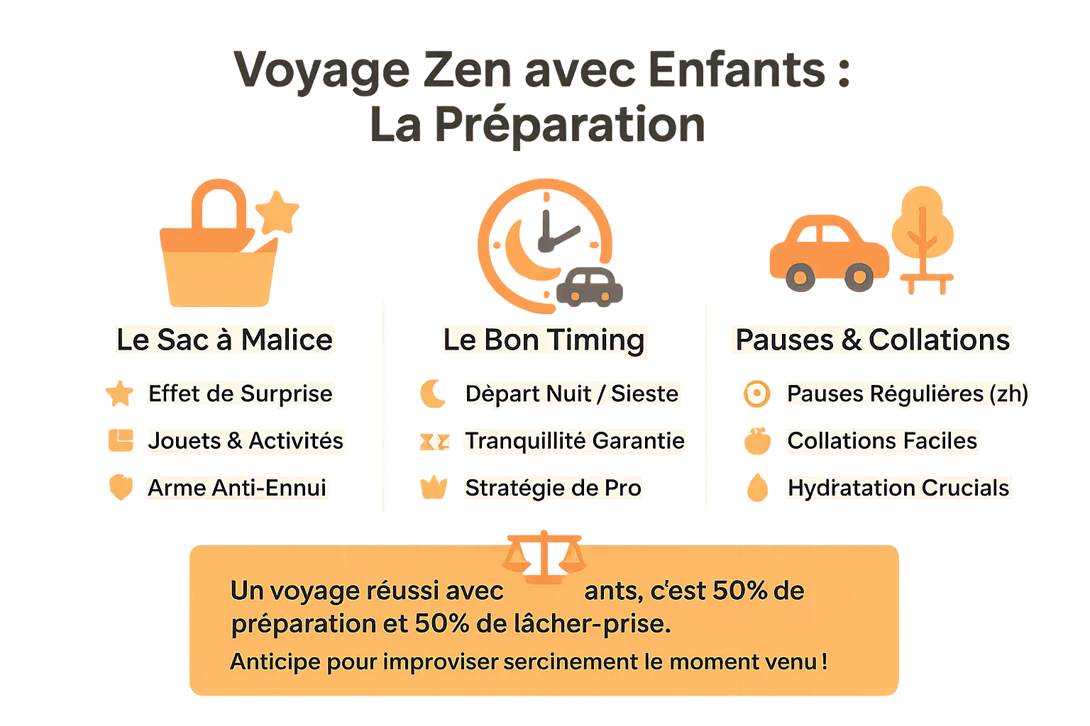 Illustration de préparation pour un voyage en famille